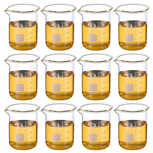 PATIKIL 100ml Niedrige Form Glasbecher 12 Packung 3.3 Borosilikat Glas Skala Druck Skala Messbecher mit Ausgießer für Küche Labor Flüssigkeiten PATIKIL 100ml Niedrige Form Glasbecher 12 Packung 3.3 Borosilikat Glas Skala Druck Skala Messbecher mit Ausgießer für Küche Labor Flüssigkeiten von PATIKIL