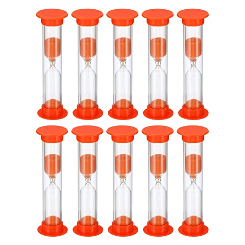 PATIKIL 10Stk 3 Minute Sanduhr Klein Sanduhr mit Plastik Cover Abwärtszählende Sanduhr für Spiele Küche Party Geschenke DIY Dekoration Orange von PATIKIL