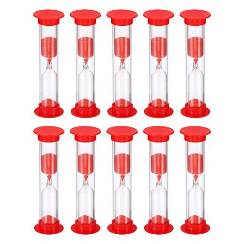 PATIKIL 10Stk 3 Minute Sanduhr Klein Sanduhr mit Plastik Cover Abwärtszählende Sanduhr für Spiele Küche Party Geschenke DIY Dekoration Rot von PATIKIL