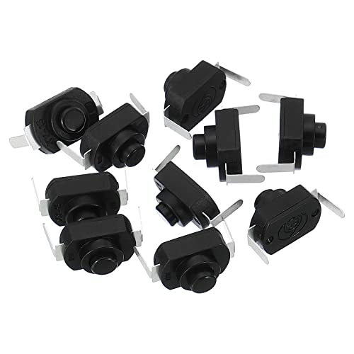 PATIKIL 10Stk Verriegelung Drücken Schaltfläche Schalter Biegefüße Ein/Aus Selbstsperrung DC 30V 1A Mikro Kontrolle Schalter für Taschenlampe Licht Lampe Wand Steckdose DIY Schwarz von PATIKIL