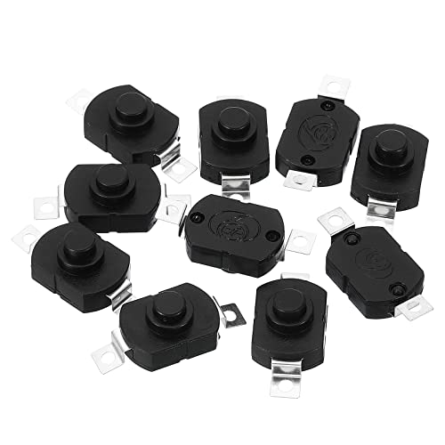 PATIKIL 10Stk Verriegelung Drücken Schaltfläche Schalter KAN-23 Flach Pin Ein/Aus Selbstsperrung DC 30V 1A Mikro Schalter für Taschenlampe Licht Stab Ausgang Schwarz von PATIKIL
