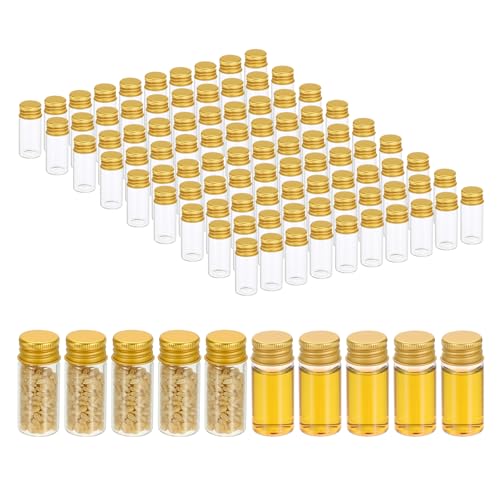 PATIKIL 10ml Klarglasfläschchen, 100er-Pack Kleine Flüssigkeitsprobefläschchen mit Schraubverschlüssen Auslaufsichere Flaschen Leere Gläser Pulverbehälter für Sample, Golden PATIKIL 10ml Klarglasfläschchen, 100er-Pack Kleine Flüssigkeitsprobefläschchen mit Schraubverschlüssen Auslaufsichere Flaschen Leere Gläser Pulverbehälter für Sample, Golden von PATIKIL
