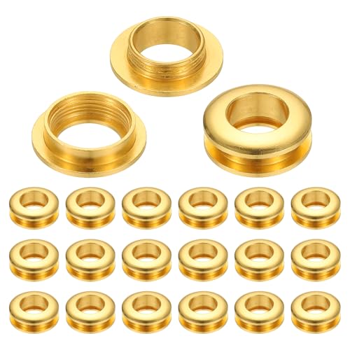PATIKIL 10mm(2/5 Zoll) Massive Messing-Lochösen, 20 Stück Arc-Oberfläche Selbstsichernde Ösen mit Unterlegscheibe für Schuhe Kleidung Handwerk Tasche Lederhandwerk, Goldton von PATIKIL