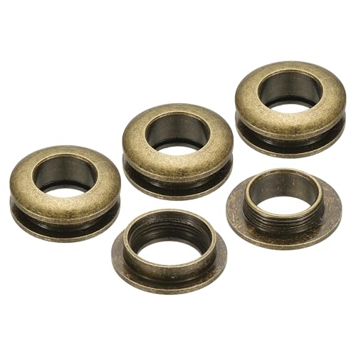 PATIKIL 10mm(2/5 Zoll) Massivmessing-Lochösen, 4 Stück Arc-Oberfläche Selbstsichernde Ösen mit Unterlegscheibe für Schuhe Kleidung Handwerk Tasche Lederhandwerk, Bronze von PATIKIL