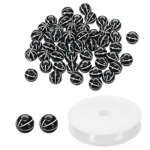 PATIKIL 10mm Sportball Perlen, 100er Pack Acryl Basketball Perlen Großhandel Runde Sport Spacer Perlen mit 4,4 Yard Elastischem Seil für DIY Bastelarbeiten, Schwarz PATIKIL 10mm Sportball Perlen, 100er Pack Acryl Basketball Perlen Großhandel Runde Sport Spacer Perlen mit 4,4 Yard Elastischem Seil für DIY Bastelarbeiten, Schwarz von PATIKIL