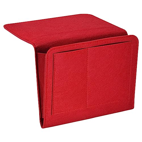 PATIKIL 11" Filz Nachttisch Veranstalter Bett Aufhängen Caddy 5 Taschen Sofa Arbeitsplatz Aufhängetasche für Zeitschrift Fernbedienungen Telefon Tablet Rot von PATIKIL