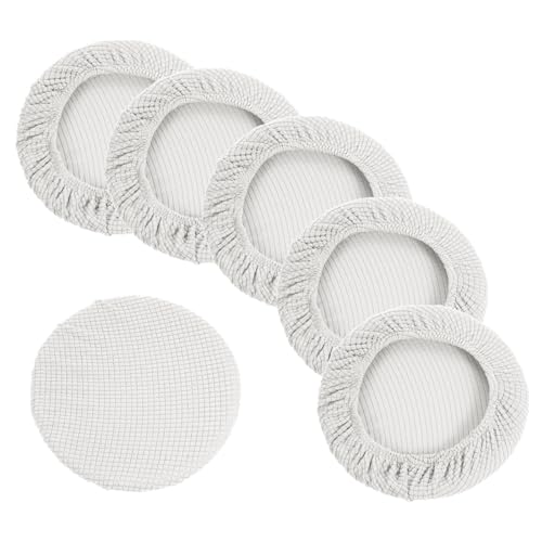 PATIKIL 11" Hockerbezüge Rund 6 Pack Elastische Barhocker Abdeckung Waschbar Sitzkissen für Durchmesser 11"-16" Stuhl Creme von PATIKIL