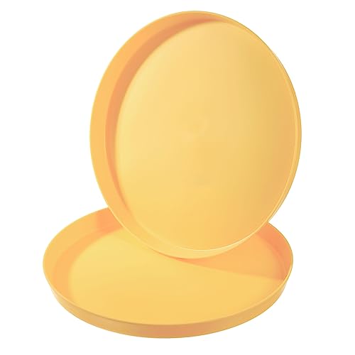 PATIKIL 11.5"x1" Runde Gaststätte Dienste Schalen 2 Pack wiederverwendbar rutschfest Gastronomie Schale Tablett für Stab Kaffee Geschäft Gelb von PATIKIL