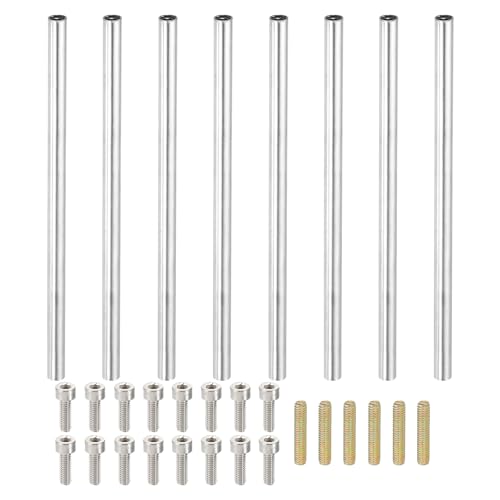 PATIKIL 110mm (4.3") Runde Hülsenmutter Kupplungsmuttern-Set, M4 Gewindehülse Stangen-Hardware mit vollständigem Gewindestab Steckschrauben für Lampenmodell-Möbel DIY-Reparaturteil von PATIKIL
