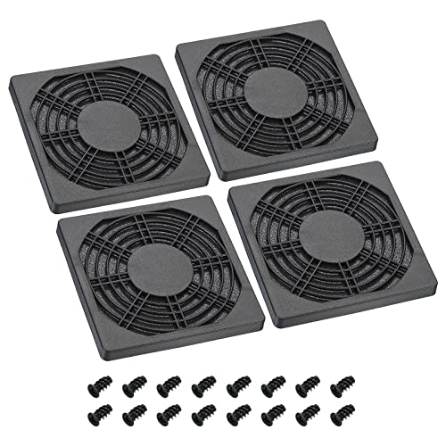 PATIKIL 4 Stück 114mm Lüfter Filter mit Schraube ABS Ventilator Grill Schutz Guard für Lüfter Schutzabdeckung DIY Schwarz von PATIKIL