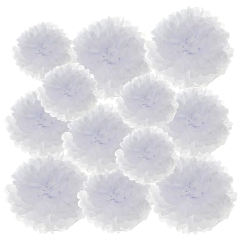 PATIKIL 12 Stück 10/15/20 cm Pom Poms Papier Blumen, Papierblumen Hochzeitsdeko Seidenpapier für Hochzeit Brautdusche Geburtstagsparty Hintergrund Dekoration, Weiß PATIKIL 12 Stück 10/15/20 cm Pom Poms Papier Blumen, Papierblumen Hochzeitsdeko Seidenpapier für Hochzeit Brautdusche Geburtstagsparty Hintergrund Dekoration, Weiß von PATIKIL
