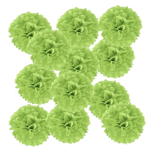 PATIKIL 12 Stück 30 cm Pom Poms Papier Blumen, Papierblumen Hochzeitsdeko Seidenpapier für Hochzeit Brautdusche Geburtstagsparty Hintergrund Dekoration, Hellgrün von PATIKIL