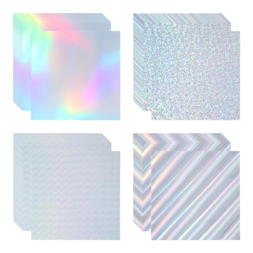 PATIKIL 12"x12" Holographischer Karton, 40er Pack Metallic Irisierendes Spiegelpapier Folienplatten Reflektierende Blätter für Scrapbook Poster DIY Basteln, 4 Farben von PATIKIL