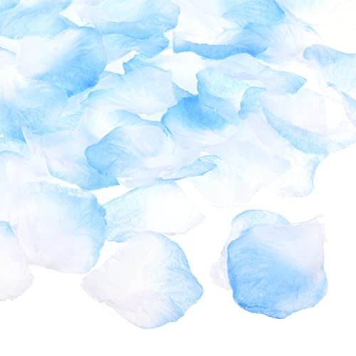 PATIKIL 1200Stk Künstliche Rosenblüten Kunstblumen Seide Blütenblatt Dekoration Lieferungen für Romantische Nacht Hochzeit Party Veranstaltung Dekor Helles Blau Weiß von PATIKIL