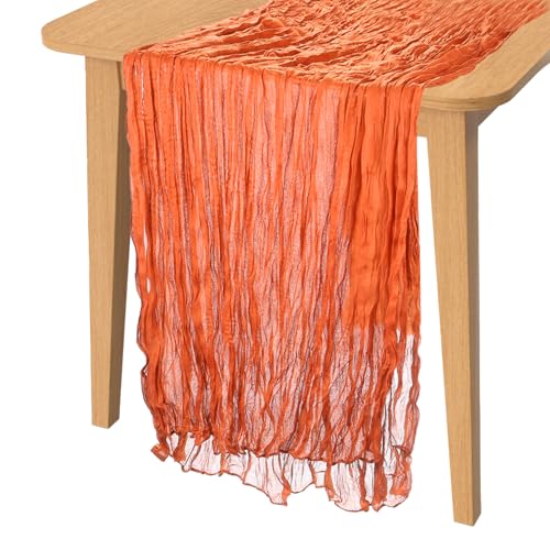 PATIKIL 14 Ft Käsetuch Tischläufer Rustikaler Gaze Terrakotta Käsetuch Tischläufer mit Knitterfalten für Bohemian Hochzeit Party Brautdusche Tischdekoration, Orange PATIKIL 14 Ft Käsetuch Tischläufer Rustikaler Gaze Terrakotta Käsetuch Tischläufer mit Knitterfalten für Bohemian Hochzeit Party Brautdusche Tischdekoration, Orange von PATIKIL