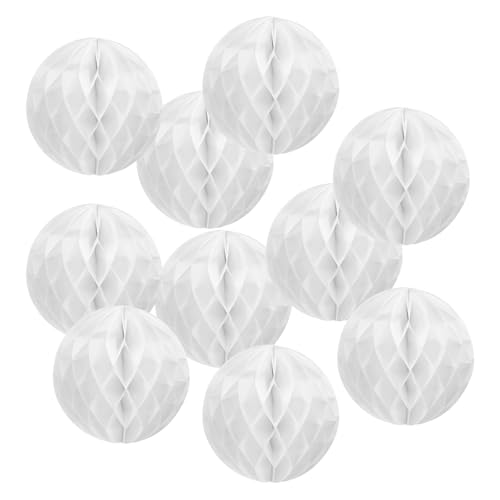 PATIKIL 14" Seidenpapier-Pompons Blumenbälle, 10er-Pack Party Hängende Papierblumenbälle Dekoration für Geburtstag Hochzeit Zuhause Hintergrunddekoration, Weiß von PATIKIL