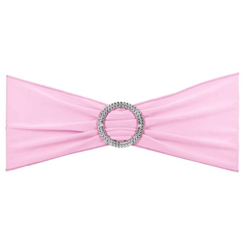 PATIKIL 14"x5" Dehnbare Stuhl Schärpen Schleifen 10 Pack Elastische Stuhlbänder Schärpen mit Schnalle Schieber für Hochzeit Bankett Dekorationen Rosa von PATIKIL