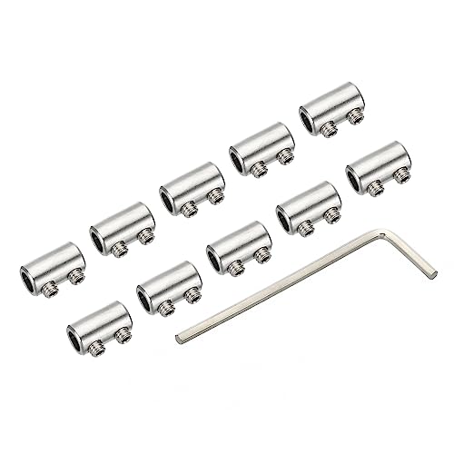 PATIKIL 14x8mm Drahtseil Klammern Set 3mm Loch 10Stk Stahl Doppellöcher Sperre Kabelklemmen Clip mit M4x0.7 Sechseck Schrauben Spanner für Kabel Basteln Silber von PATIKIL