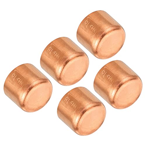 PATIKIL 15.07mm(0.59") ID Kupfer Leitung Ende Kappe 5Pack Kupfer Fitting Kappe Schweiß Stecker Lötmittel Anschluss für Klempnerei HVAC Klimagerät von PATIKIL