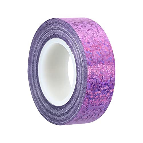 PATIKIL 15mmx5m 1Pack Glitzer Klebeband Holographische Kunst Prisma Abdeckbänder Selbstklebend für DIY Kunst Handwerk Verpackung Dekoration Rosa Violett von PATIKIL