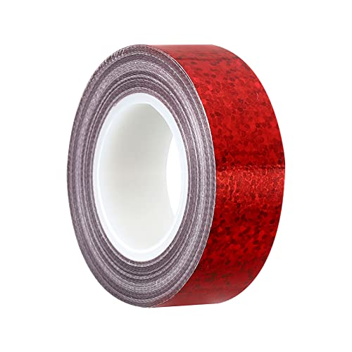 PATIKIL 15mmx5m 1Pack Glitzer Klebeband Holographische Kunst Prisma Abdeckbänder Selbstklebend für DIY Kunst Handwerk Verpackung Dekoration Rot von PATIKIL