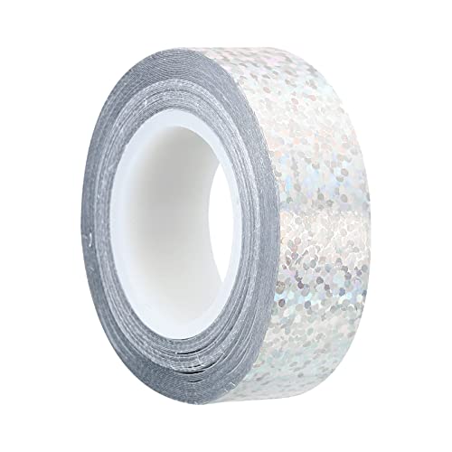 PATIKIL 15mmx5m 1Pack Glitzer Klebeband Holographische Kunst Prisma Abdeckbänder Selbstklebend für DIY Kunst Handwerk Verpackung Dekoration Silberton von PATIKIL