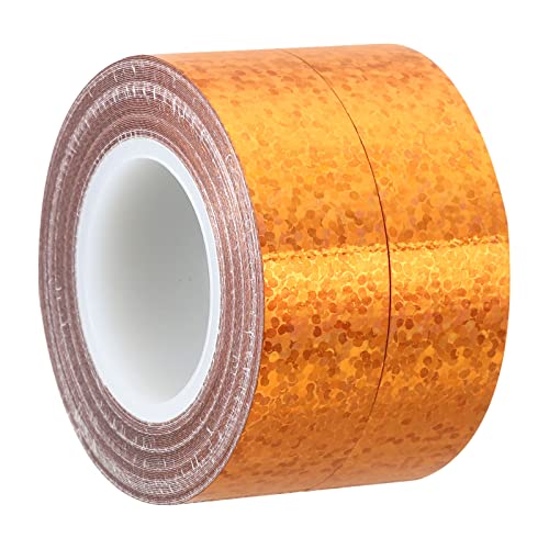 PATIKIL 15mmx5m 2Pack Glitzer Klebeband Holographische Kunst Prisma Abdeckbänder Selbstklebend für DIY Kunst Handwerk Verpackung Dekoration Goldton von PATIKIL