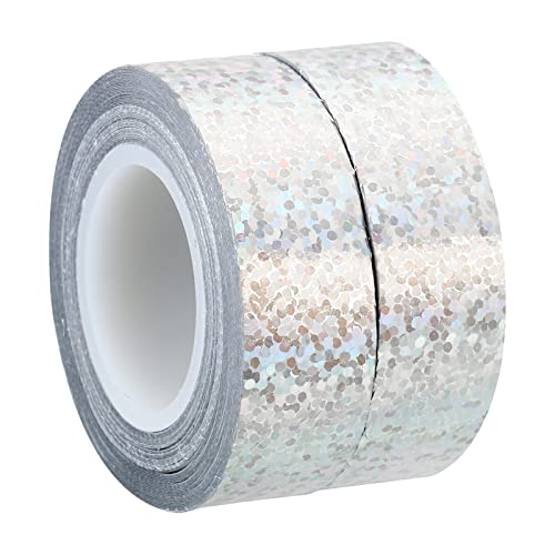 PATIKIL 15mmx5m 2Pack Glitzer Klebeband Holographische Kunst Prisma Abdeckbänder Selbstklebend für DIY Kunst Handwerk Verpackung Dekoration Silberton von PATIKIL