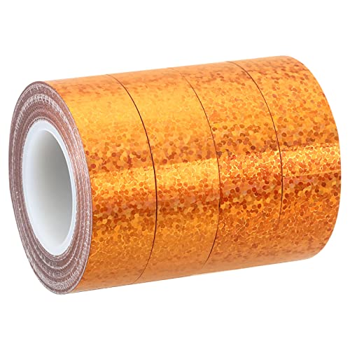 PATIKIL 15mmx5m 4Pack Glitzer Klebeband Holographische Kunst Prisma Abdeckbänder Selbstklebend für DIY Kunst Handwerk Verpackung Dekoration Goldton von PATIKIL