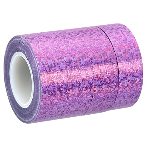 PATIKIL 15mmx5m 4Pack Glitzer Klebeband Holographische Kunst Prisma Abdeckbänder Selbstklebend für DIY Kunst Handwerk Verpackung Dekoration Rosa Violett von PATIKIL