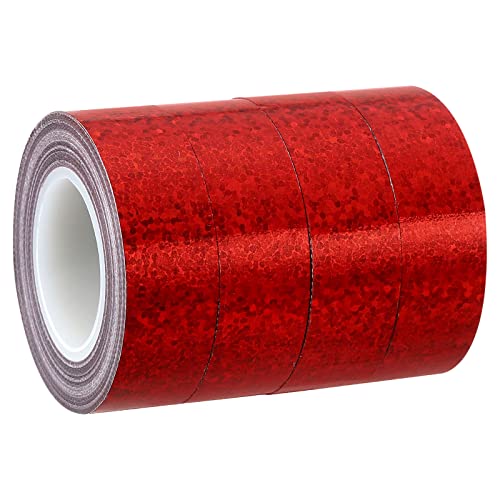 PATIKIL 15mmx5m 4Pack Glitzer Klebeband Holographische Kunst Prisma Abdeckbänder Selbstklebend für DIY Kunst Handwerk Verpackung Dekoration Rot von PATIKIL