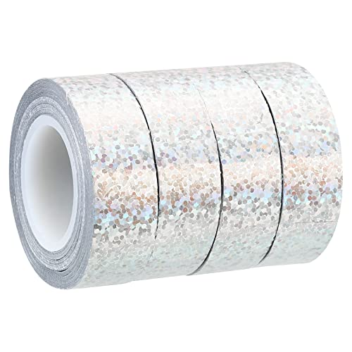 PATIKIL 15mmx5m 4Pack Glitzer Klebeband Holographische Kunst Prisma Abdeckbänder Selbstklebend für DIY Kunst Handwerk Verpackung Dekoration Silberton von PATIKIL