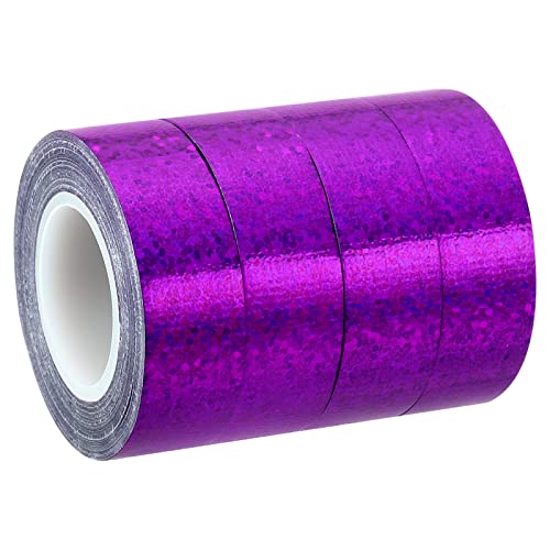 PATIKIL 15mmx5m 4Pack Glitzer Klebeband Holographische Kunst Prisma Abdeckbänder Selbstklebend für DIY Kunst Handwerk Verpackung Dekoration Violett von PATIKIL