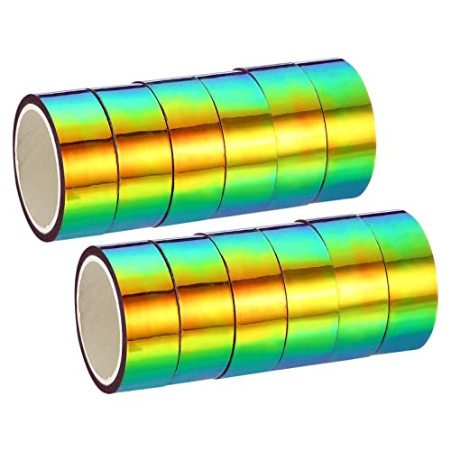 PATIKIL 15mmx5m Holographisch Klebeband 12 Rolle Selbstklebend Metallfolie Maskierung Aufkleber für DIY Kunst Handwerk Verpackung Dekoration Lila von PATIKIL