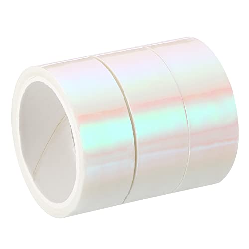 PATIKIL 15mmx5m Holographisch Klebeband 3 Rolle Selbstklebend Metallfolie Maskierung Aufkleber für DIY Kunst Handwerk Verpackung Dekoration Weiß von PATIKIL