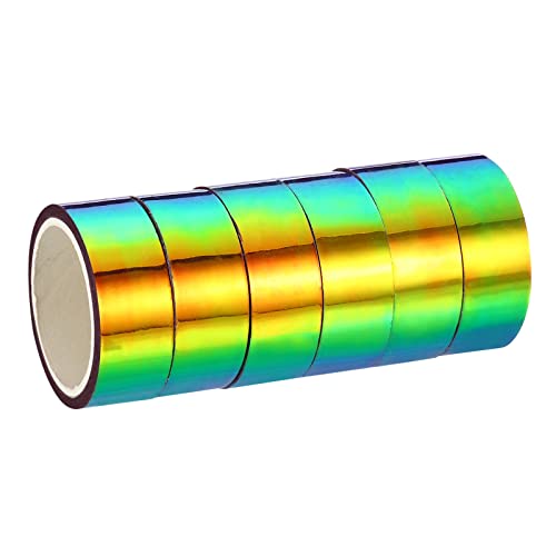 PATIKIL 15mmx5m Holographisch Klebeband 6 Rolle Selbstklebend Metallfolie Maskierung Aufkleber für DIY Kunst Handwerk Verpackung Dekoration Lila von PATIKIL