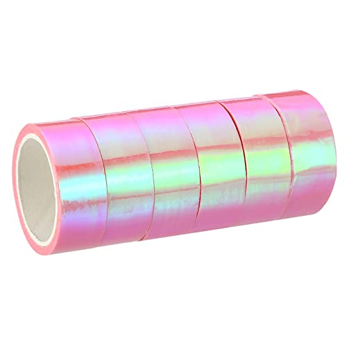 PATIKIL 15mmx5m Holographisch Klebeband 6 Rolle Selbstklebend Metallfolie Maskierung Aufkleber für DIY Kunst Handwerk Verpackung Dekoration Rosa von PATIKIL