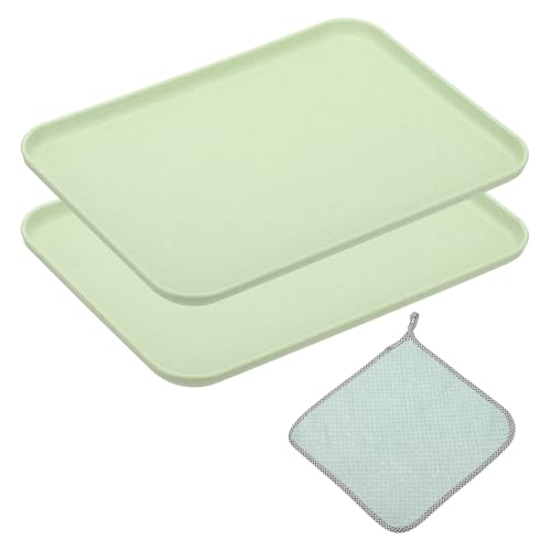 PATIKIL 15x11 Zoll Fast-Food-Serviertabletts, 2 Stück Wiederverwendbare Restaurant-Serviertabletts Reinigungstücher inklusive PP Multifunktions-Rechtecktablett, Grün PATIKIL 15x11 Zoll Fast-Food-Serviertabletts, 2 Stück Wiederverwendbare Restaurant-Serviertabletts Reinigungstücher inklusive PP Multifunktions-Rechtecktablett, Grün von PATIKIL