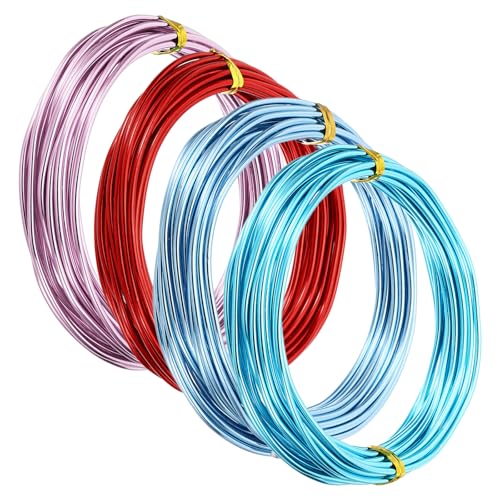 PATIKIL 16,4ft Aluminiumdraht, 4 Stück Schmuckdraht Bonsaidraht Metall Basteldraht 2mm 12 Gauge Draht für Handwerk Bonsai Schmuckherstellung Perlen Pflanzen Gartenarbeit, Pink Rot Blau Ton PATIKIL 16,4ft Aluminiumdraht, 4 Stück Schmuckdraht Bonsaidraht Metall Basteldraht 2mm 12 Gauge Draht für Handwerk Bonsai Schmuckherstellung Perlen Pflanzen Gartenarbeit, Pink Rot Blau Ton von PATIKIL