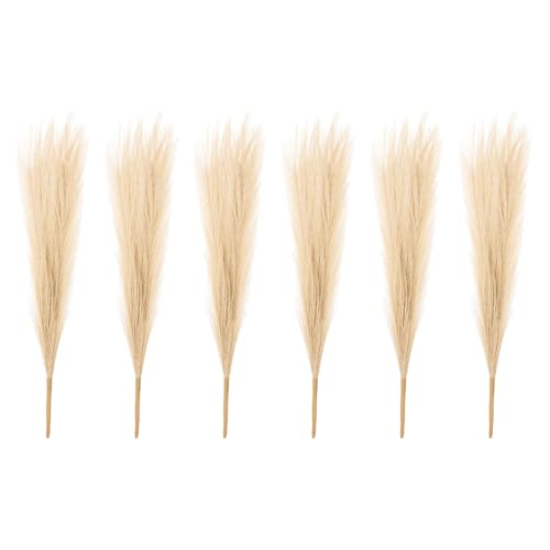 PATIKIL 17 Zoll Falsches Pampasgras, 6 Stück Boho Dekor für die Heimdekoration Künstliche hohe Flauschige Stiele für Hochzeitsblumenparty-Vasenarrangements, Khaki von PATIKIL
