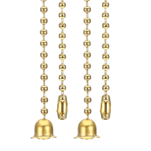 PATIKIL 1M 3,3ft Deckenventilator-Zugschalter, 2 Stück Perlen-Ziehschalter-Verlängerung Blumenanhänger für Ventilatorlicht Kronleuchter Tischlampe Zugschalter, Goldton von PATIKIL