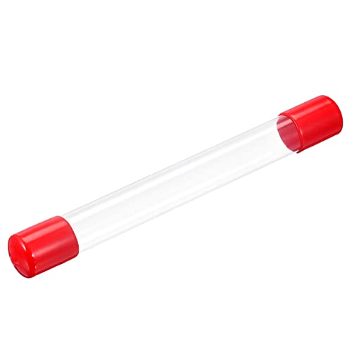 PATIKIL 1Set Klar Rund mit Rot Kappe Wasserrohr 305mm/12" 20mmx21mm/0.78"x0.82" Transparentes Aufbewahrungsrohr für Aufbewahrungsartikel von PATIKIL