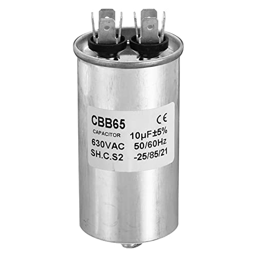 PATIKIL 1Stk CBB65 10uF Betriebskondensator 10mfd AC 630V Aluminium Gehäuse mit 2 Stifte M8 Schraube für Luft Klimagerät Kompressor Motor Wärmepumpe Kondensator von PATIKIL