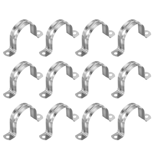 PATIKIL 2" (50mm) Befestigungsschelle, 12 Stk. 304 Edelstahl Rohrschelle 2-Loch U-Halterung Rohrschelle Rohrleitungsbügel für Rohr Kabel Draht Befestigung von PATIKIL