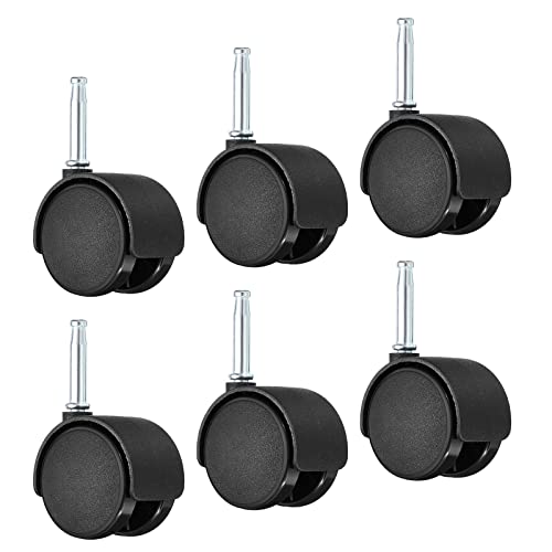 PATIKIL 2" 6Pack Drehstiel Rollen Nylon 360 Grad Einsatz Drehstiel Räder für Stuhl Regal Möbel Ersatz Schwarz PATIKIL 2" 6Pack Drehstiel Rollen Nylon 360 Grad Einsatz Drehstiel Räder für Stuhl Regal Möbel Ersatz Schwarz von PATIKIL