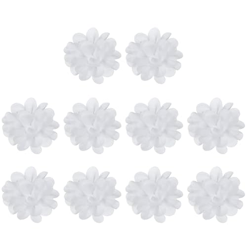 PATIKIL 2" Chiffon Blumen, 10 Stück Mesh Stoff Blumen Nähen Stoff Applikationen Haarband Verzierungen für DIY Handwerk Hochzeit Dekor, Weiß von PATIKIL