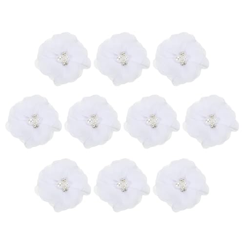 PATIKIL 2" Chiffonblumen, 10 Stück Stoffblumen zum Nähen, Verzieren mit Strass und Perlen für DIY-Bastelprojekte, Hochzeits-Haarbänder, Partydekoration, Weiß PATIKIL 2" Chiffonblumen, 10 Stück Stoffblumen zum Nähen, Verzieren mit Strass und Perlen für DIY-Bastelprojekte, Hochzeits-Haarbänder, Partydekoration, Weiß von PATIKIL