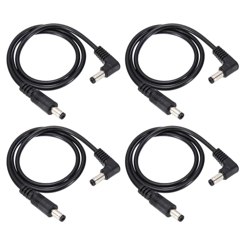 PATIKIL 2 Ft 5,5 mm x 2,1 mm männlich zu männlich DC-Netzteil-Verlängerungskabel, 4 Stück Drahtadapter 90-Grad-Winkelkabel für LED-Streifen-Router-Überwachungskamera, Schwarz von PATIKIL
