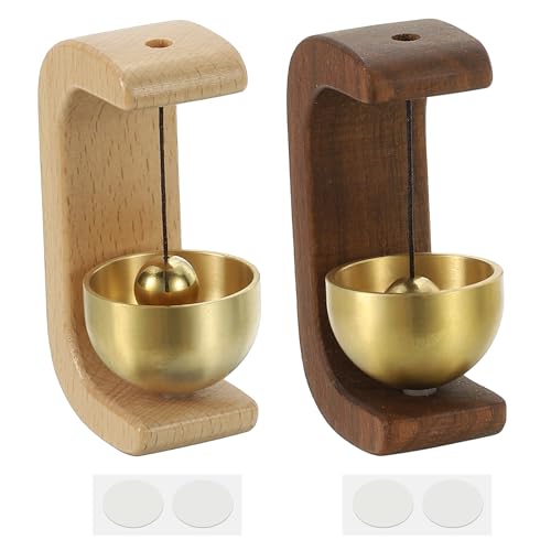PATIKIL 2 Set Shopkeepers Bell, Holztürklingel Hängende Türklingel Selbstklebende Hängende Glöckchen für Türöffnung Geschäft beim Betreten von Kühlschrank Auto, C-Form von PATIKIL