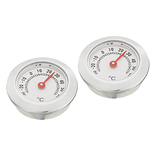 PATIKIL 2 Stück 1.1 Zoll Mini Indoor Outdoor Thermometer Runde Temperatur Monitor Celsius/Fahrenheit Gauge Keine Batterie für Gewächshaus Tisch Raum Silberton von PATIKIL